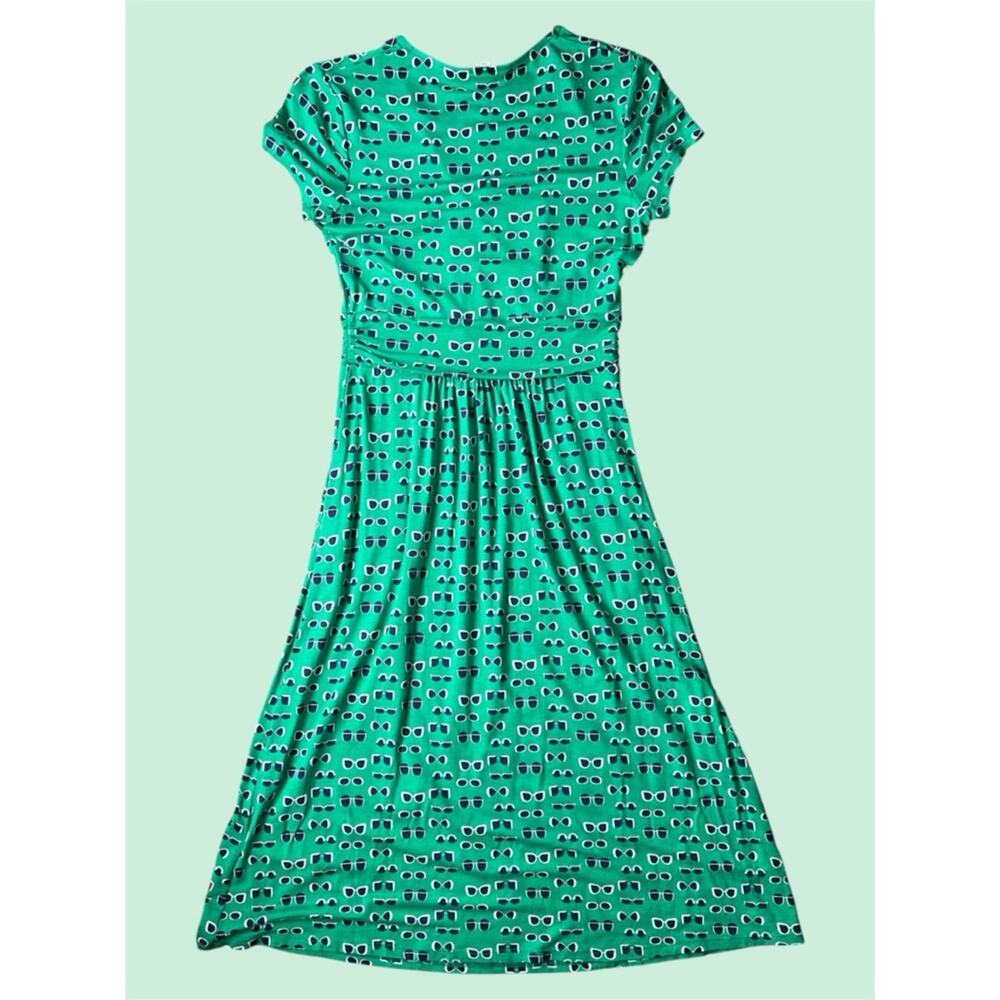 Boden Libby Jersey Dress in green sunnies size 4 stretch midi v neck - Picture 4 of 7